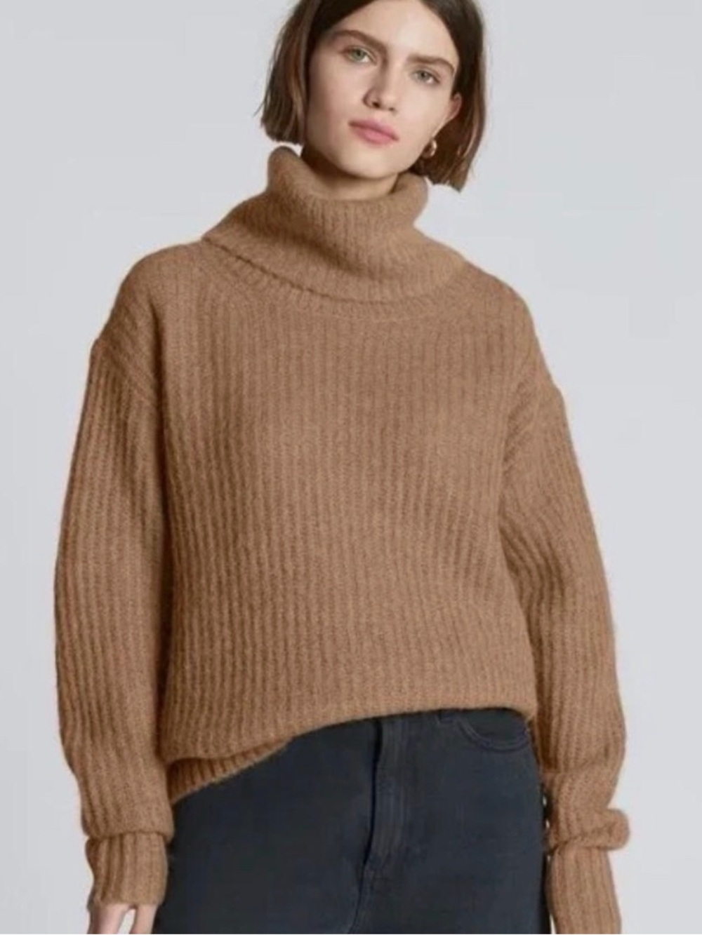 Everlane Brown Mohair-Blend Cowl Neck Sweater